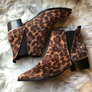 Nine West Honor Chelsea calfskin leopard bootie